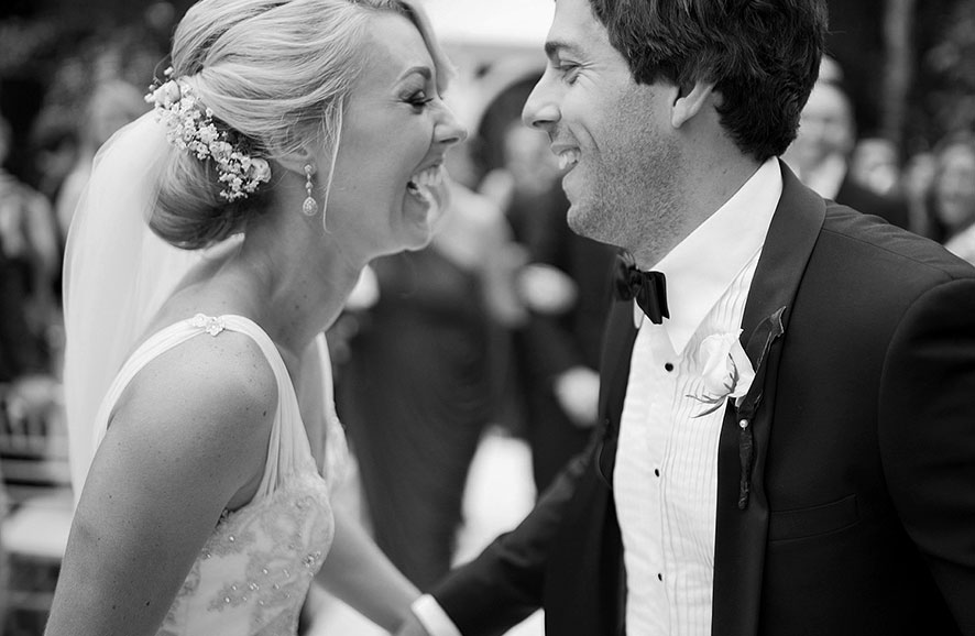 Wedding, couple laughing